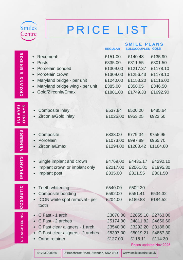 smiles dentist prices