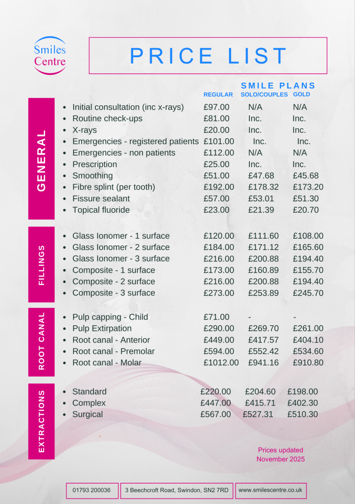 smiles centre prices